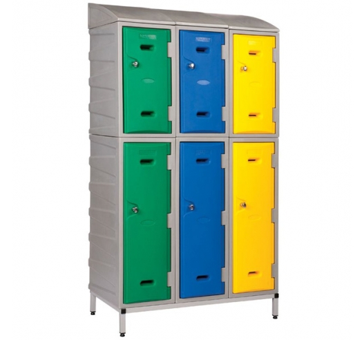 Plastic Lockers On Stand And With Sloping Top