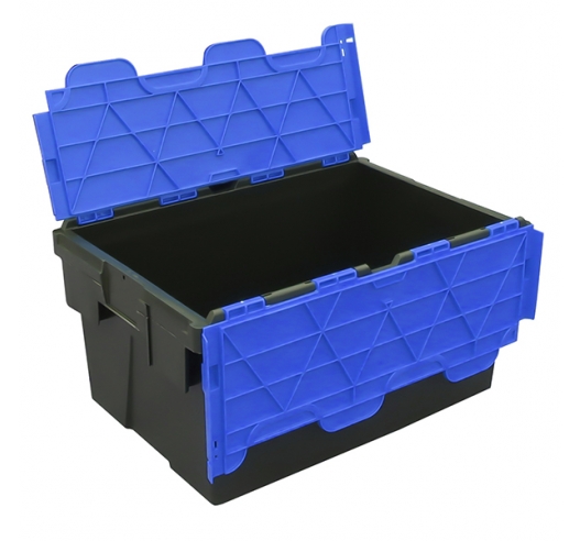 Black and Blue 55 Litre Plastic Storage Crate Tote Boxes