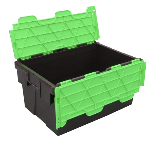 Black and Green Plastic Storage Crates