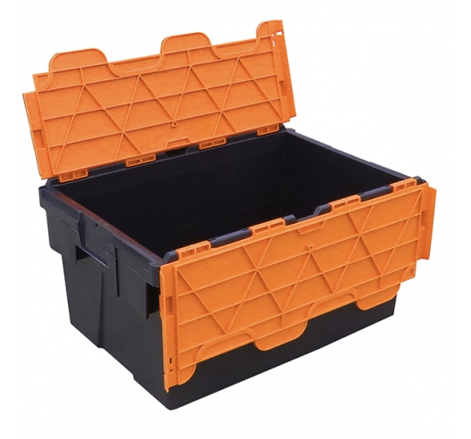 Black and Orange 55 Litre Plastic Storage Crates