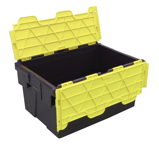 Black and Yellow Tote Box Storage Crates with 55 Litre Capacity