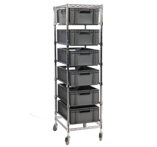 Chrome Euro Box 6 Tier Trolley