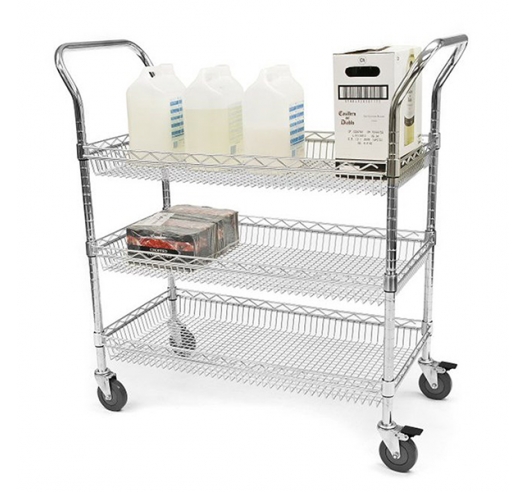 Chrome Wire 3 Tier Basket Trolley