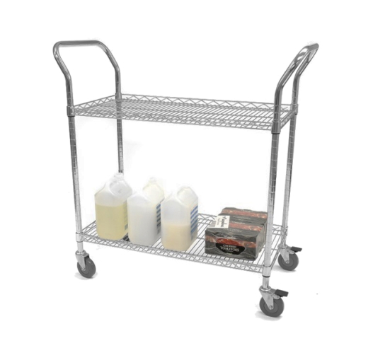 Chrome Wire 2 Tier Lipped Trolley
