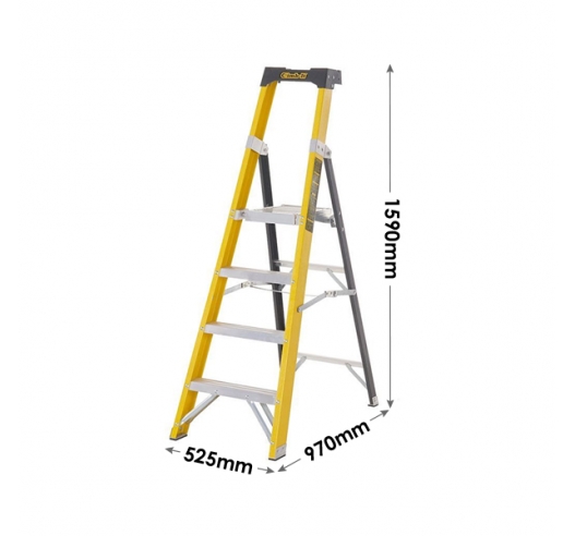 4 Tread Glass Fibre Platform Stepladder Dimensions