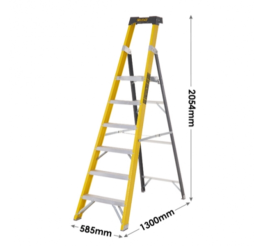 6 Tread Glass Fibre Platform Stepladder Dimensions