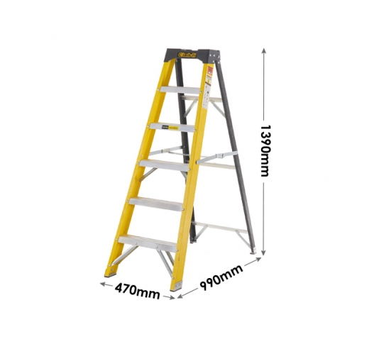 5 Tread Swingback Stepladders Dimensions