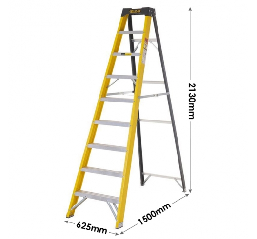 8 Tread Swingback Stepladders Dimensions