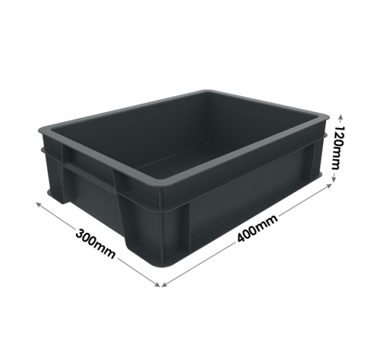 Shallow Black Euro Container - 120mm Deep