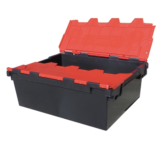 Extra Large Plastic Storage Crate Box 103 Litre Black Body Red Lid