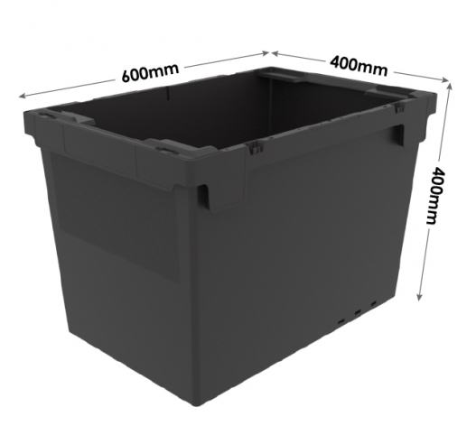 600x400x400mm Black Recycled Plastic Stacking and Nesting Storage Containers