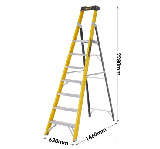 7 Tread Glass Fibre Platform Stepladder Dimensions