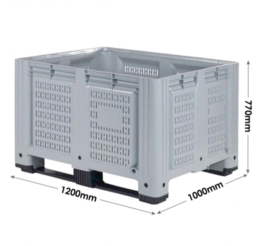 Large Folding Pallet Box with Drop Down Door (1200x1000x975mm) with Runners