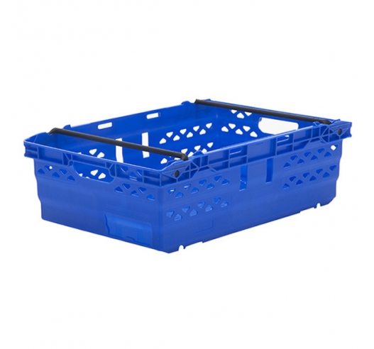 Blue Plastor Supermarket Crates with Bale Arms