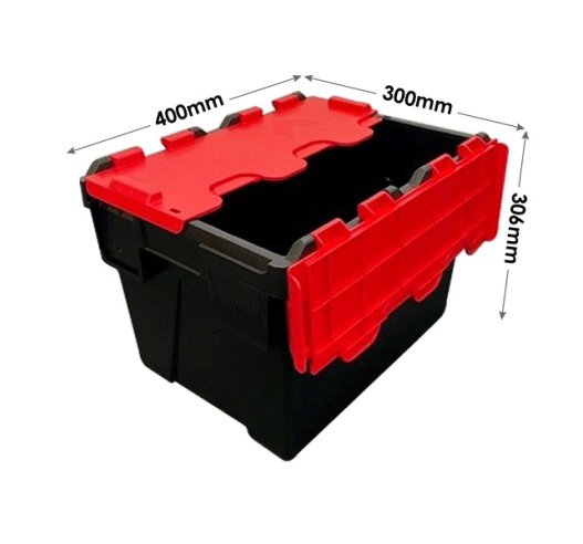 25 Litre Attached Lid Container In Red And Black