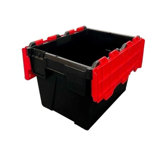 Attached Lid Tote Box In Black And Red