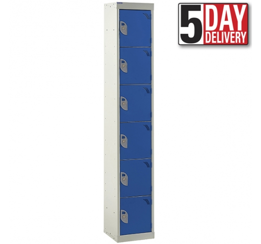 6 Door Steel Locker - 300mm Depth In Blue