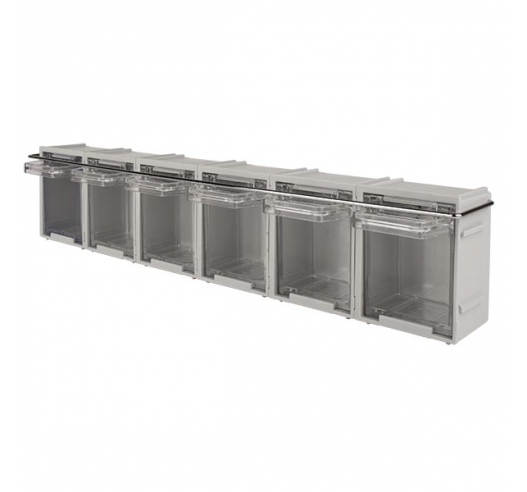 Tilt Bin Kit With 6 Bins And A Retaining Bar