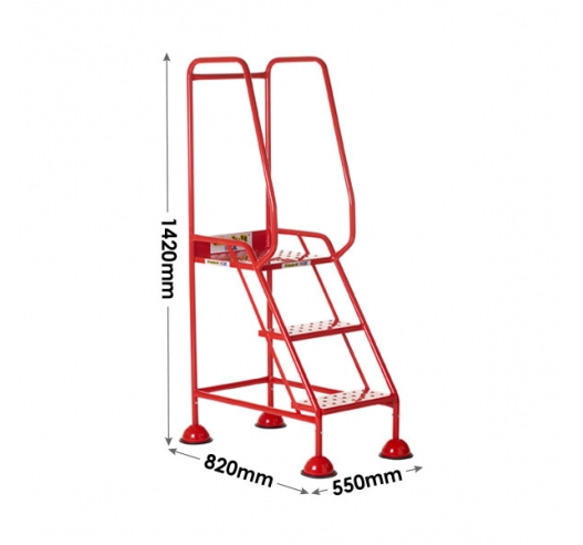 3 Tread Domed Feet Steps With Punched Treads