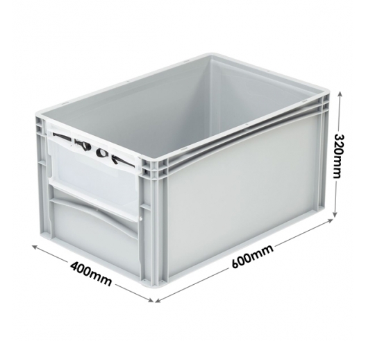 Euro Container with Open End with Clear Closable Door/Flap (600 x 400 x 320mm)