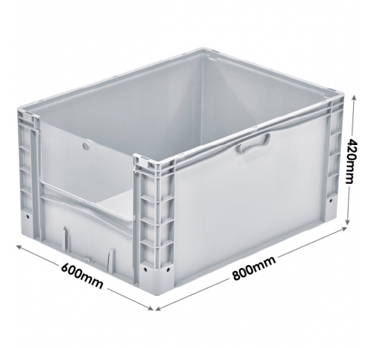 Basicline Plus Open End Euro Picking Container with Translucent Door