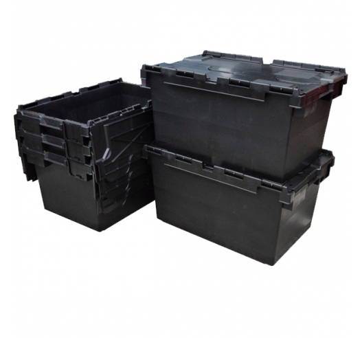 5 x Large Plastic Storage Distribution LC3 Crates in Black