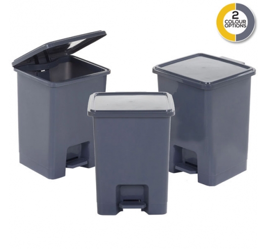 15 Litre Pedal Bins - Set of 3 Grey