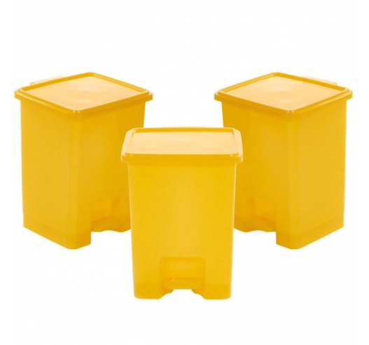 15 Litre Pedal Bins - Set of 3 Yellow