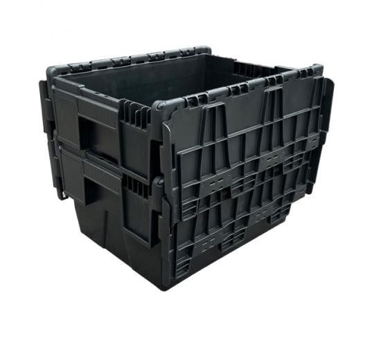 Attached Lid Container Tote Box Recycled Black Nested