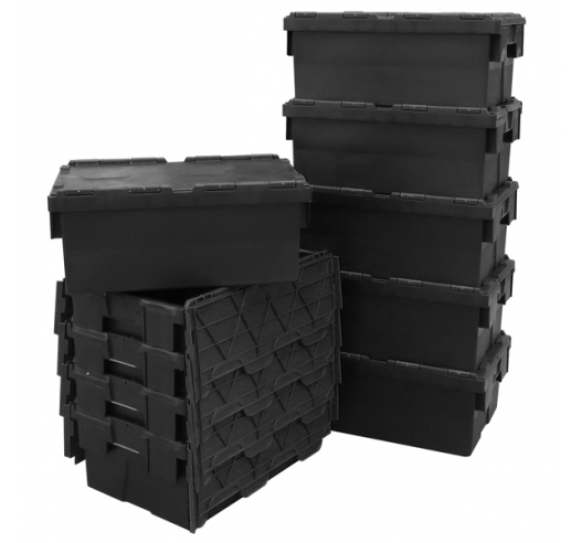 Nesting And Stacking Black Plastic Containers