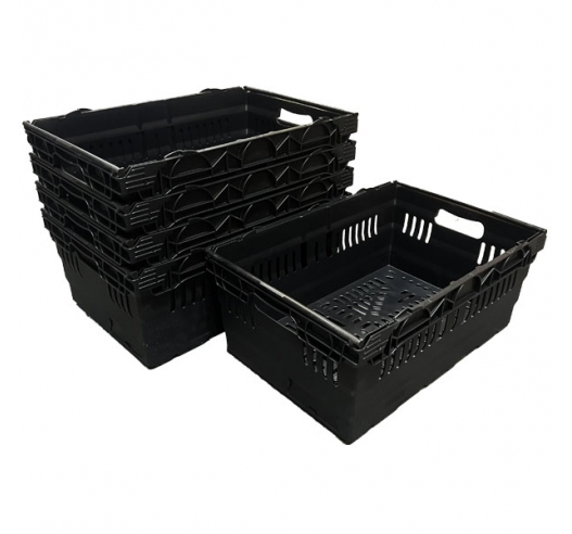 Black Bail Arm Stacking & Nesting (600 x 400 x 253mm) Ventilated Crates