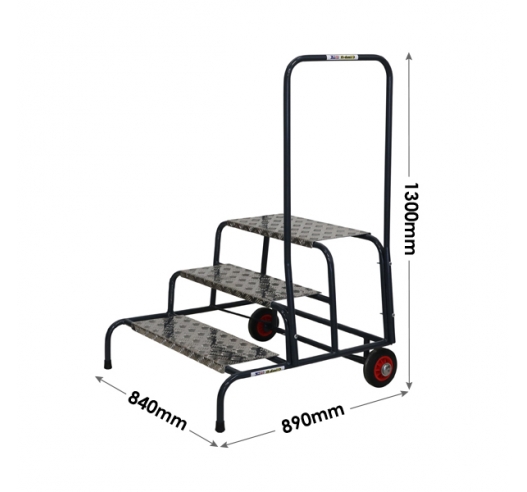 Climb-It Wide Work Steps 3 Tread Single Handrail Dimensions