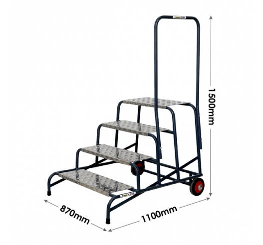 Climb-It Wide Work Steps 4 Tread Single Handrail Dimensions