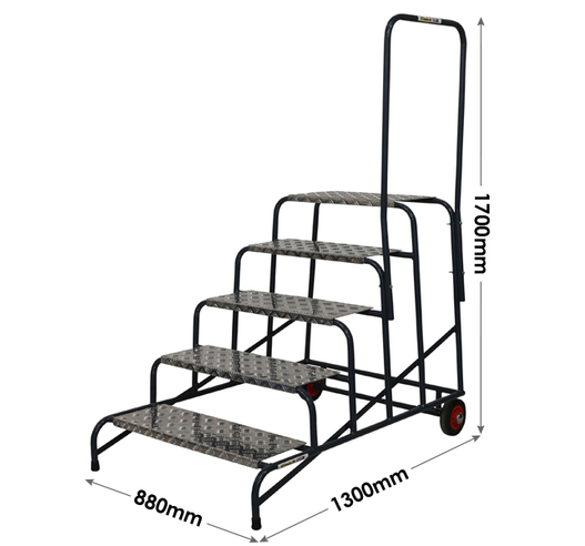 Climb-It Wide Work Steps 5 Tread Single Handrail Dimensions