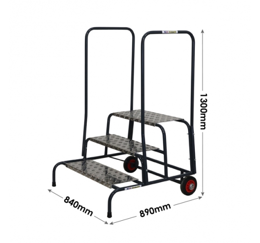 Climb-It Wide Work Steps 3 Tread Double Handrail Dimensions