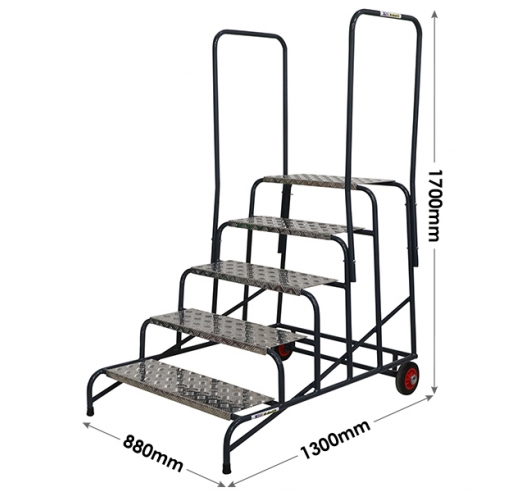 Climb-It Wide Work Steps 5 Tread Double Handrail Dimensions