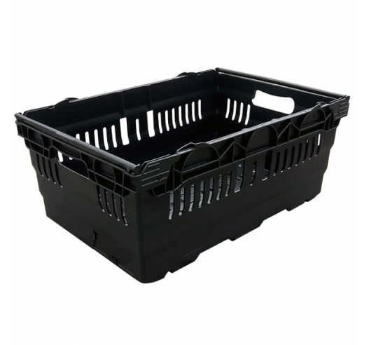 Black Bail Arm Stacking & Nesting (600 x 400 x 253mm) Ventilated Crate