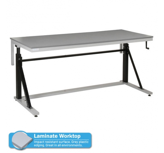 Adjustable Height Cantilever Workbench with Laminate Worktop