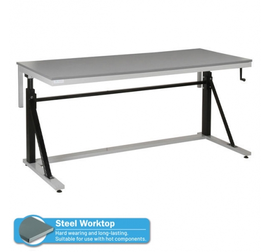 Adjustable Height Cantilever Workbench with Steel Worktop