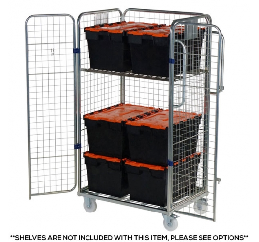 4 Sided Merchandise Trolley - Roll Cages with Tote Boxes