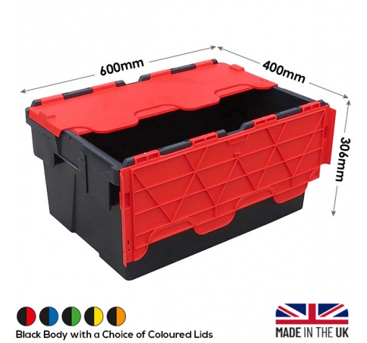 Black With Coloured Lids Recycled Plastic Crates