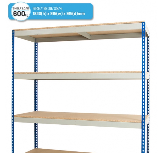 Heavy Duty Rivet Racking - Wide Shelving Bay (1830h x 915w x 915d mm) with 4 Shelves