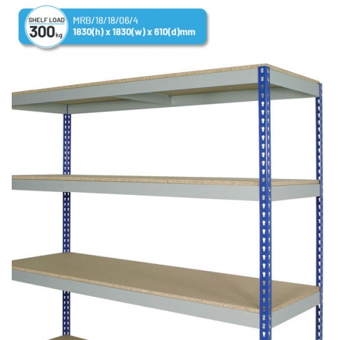 Medium Duty Rivet Racking Shelving Bay (1830h x 1830w x 610d mm) with 4 Shelves