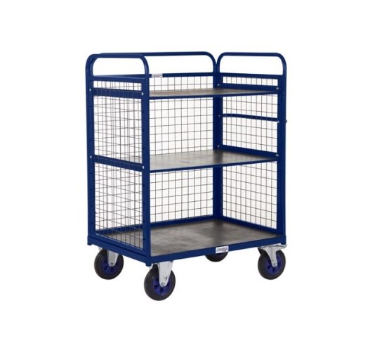 Distribution Trolley With 3 Sides And Shelves