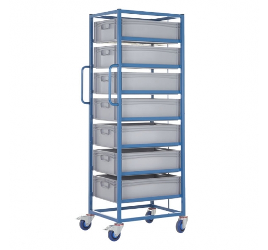 Mobile Tray Rack With 7 Euro Containers