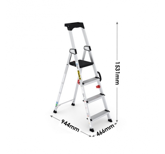 Professional Stepladder with Carry Handle 4 Tread Dimensions