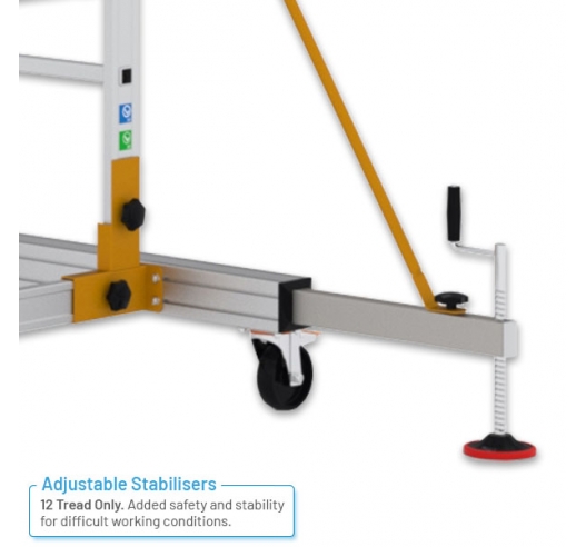 Mobile Steps with Safety Gate And Adjustable Stabilisers