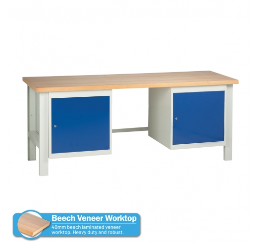 Heavy Duty Workbench With 2 x Cupboards