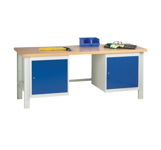 Heavy Duty Workbench With 2 x Cupboards