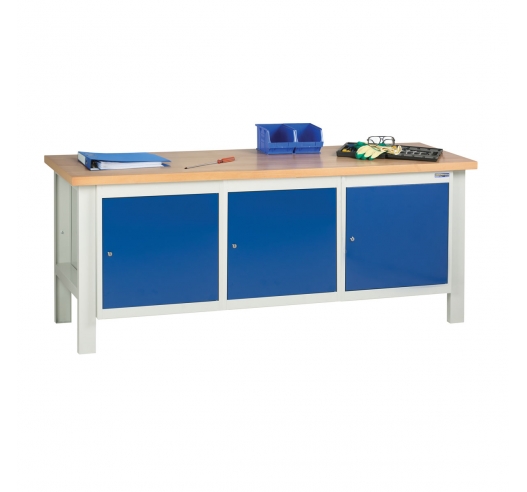 Heavy Duty Workbench With 3 Cupboard Units In Use